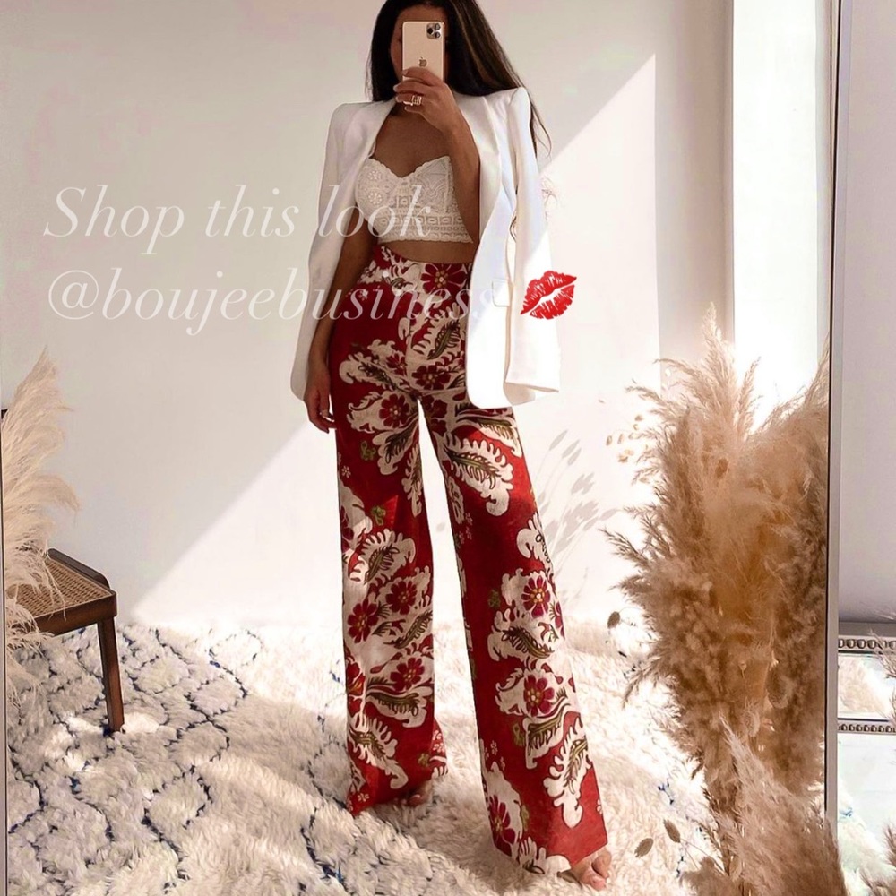 ZARA Linen Blend Printed Pants - Picture 3 of 7